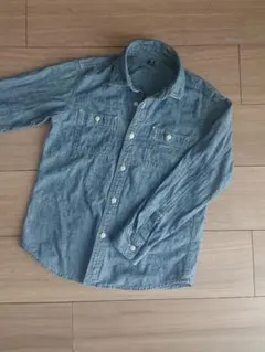 UNIQLO デニムブルー 長袖シャツ 140長袖男の子女の子