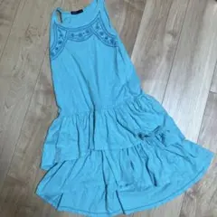 GapKids 水色 フリルノースリーブワンピース　サイズ表記なし