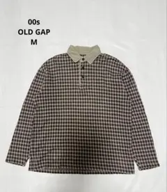 00s OLD GAP check L/S polo shirt M