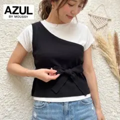 美品　アズールバイマウジー　ワンショルダービスチェトップス　半袖Tシャツ　M