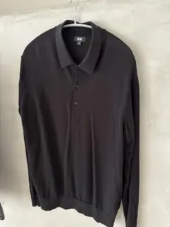 UNIQLO ブラック 長袖ニットポロシャツ XL