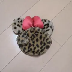 ヒョウ柄ミラー付きミニーちゃんキーホルダー