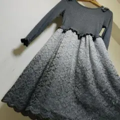 axes femme（アクシーズファム）ニットとレースのワンピース