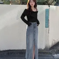 GRLフロントスリットデニムスカート on304