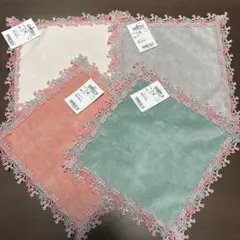 【新品】近沢レース　タオルハンカチ　ローズヒップ　４色セット