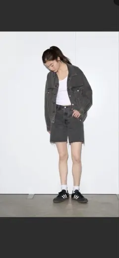 levi's 501 ブラックデニム　ジーンズ　ショートパンツ　25インチ