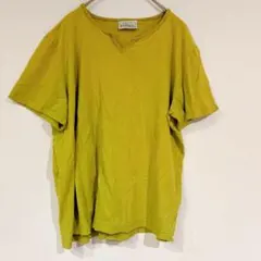 basic EDITIONS オリーブグリーン Vネック 半袖Tシャツ コットン
