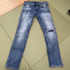 REPLAY ダメージ加工 スリムフィット デニムパンツ