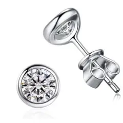 シンプル 一粒 CZダイヤ　大粒 無爪 スタッド ピアス　純銀　上品大人可愛い