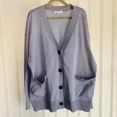 GLOBAL WORK スッキレイさらさらVネックカーディガン　サックスブルーＭ