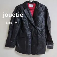 ・【jouetie】フェイクレザー ジャケット 黒 裏地ワインレッド Mサイズのサムネイル