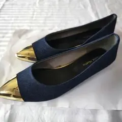 オリエンタルトラフィック　デニム地フラットパンプス　２５．５cm