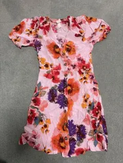 エイチアンドエム　フローラルプリント 半袖ミニワンピース