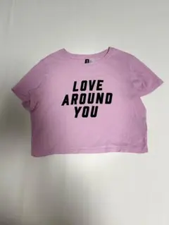 H&M クロップド丈 ロゴTシャツ ピンクのサムネイル