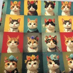 UＳA生地.シチンク.綿100%.幅110cm×100cm.格猫.0547