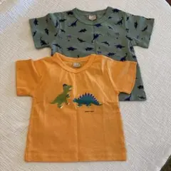 【新品未使用2枚セット】petit main 恐竜プリントTシャツ 80、90