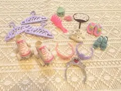 リカちゃんローラースケート、シューズ、ティアラ、サンダル、ブラシ１４点セット