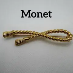 希少 MONET モネ ヴィンテージ ロープ ゴールドブローチのサムネイル