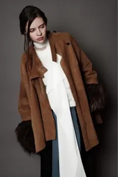 ailéFanM エレファンスエードオーバーサイズコート（袖ファー付）古谷麻美子