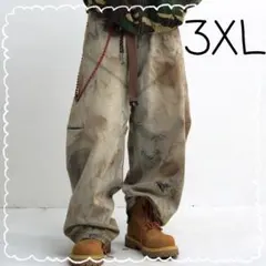 デニム パンツ ワイドパンツ ゆったり ビンテージ風 大きいサイズ ワークパンツ