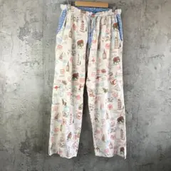 Y5811古着　柄パンツ　パジャマパンツ　白　90s Y2K