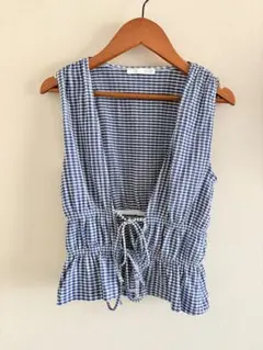 【未使用】　ZARA 春夏　ノースリーブ　青　Sサイズ