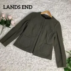 LANDS'END ノーカラージャケット　グリーン　長袖　Lサイズのサムネイル