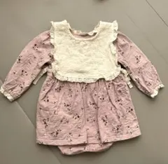 花柄レースロンパース 80サイズ ピンク