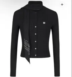 andwang AND logo tie cardigan black