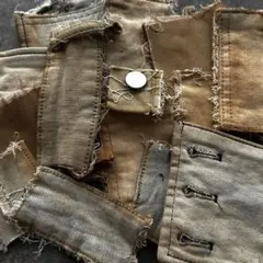 B コーヒー染めデニム　ベルト部分ハギレ　14枚