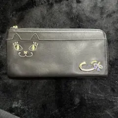 アナスイ マイティティ L字ファスナー 長財布 レザー ネコ 猫 ブラック タイガー マイティティ 新品 ANNA SUI アナスイ 本革 L字