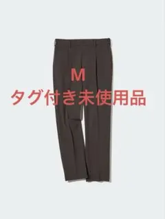 UNIQLO ダークブラウン M タックテーパードパンツ（ワイドフィット）
