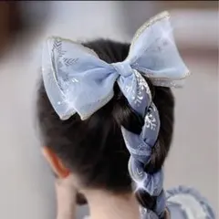 新品　未使用　ヘアアクセサリー　ヘアリボン　ブルー　ヘアパッチン