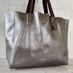COACH コーチ レザー トートバッグ メタリック A4可 ダービー 肩掛け