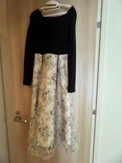 Apuwiser-riche♥黒ニット×花柄レースワンピース