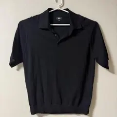 UNIQLO ウォッシャブルニットポロセーター　半袖　黒　XLサイズ