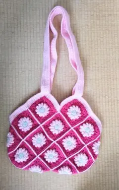 【ハンドメイド】花柄モチーフのグラニーバッグ