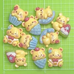 【在庫10】M262 デコパーツ クマ　水遊び　10個