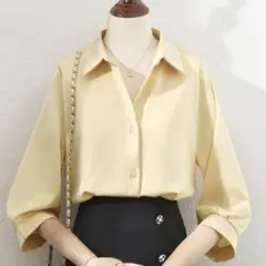 シャツ　レディース　ブラウス　7分袖　トップス　ワイシャツ　オフィス　カジュアル