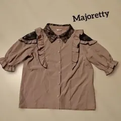 Majoretty 半袖ブラウス レース フリル ピンクのサムネイル