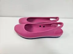 Crocs ピンクパープル　フラットシューズ サンダル　21.5cmサイズ4