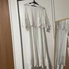 H&M ロングドレス ホワイト レース 七分袖 春、夏、秋、冬