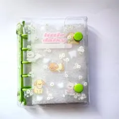 M5サイズ　5穴　シール帳　緑　かわいい　シールバインダー リフィル10枚付