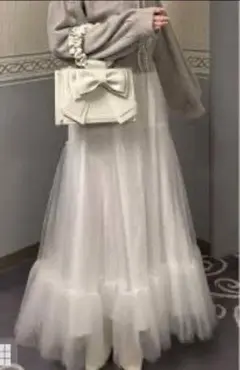 チュールロングスカート