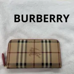 バーバリー　長財布　ノバチェック　ラウンドファスナー　レザー　ロゴプリント　美品 新品・未使用 バーバリー 長財布 ラウンドジップ ノバチェック レザー
