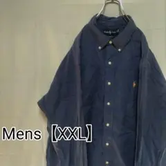 K102【US輸入】ラルフローレン　長袖シャツ【メンズXXL】ネイビー