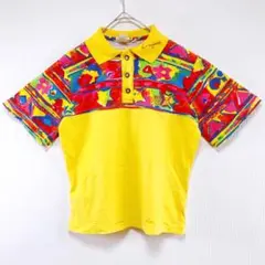 カラフルポロシャツ 昭和レトロ vintage 一点物 鮮やか カジュアル F