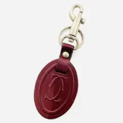 Y501-220　Cartierカルティエ　キーホルダー　レザー　ボルドーのサムネイル