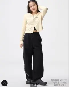 【新品・未使用】GU ヘビーウェイトスウェットバレルレッグパンツ　L