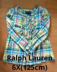 美品★Ralph Lauren★チェック柄★長袖シャツ★フリル★マルチカラー★